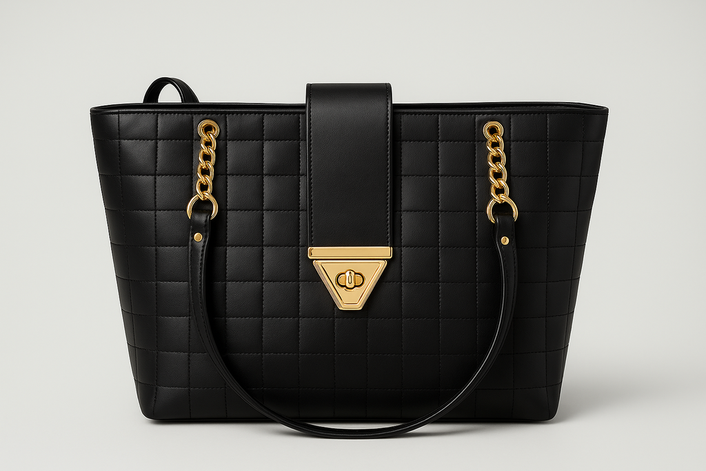 Enhanced black quilted handbag