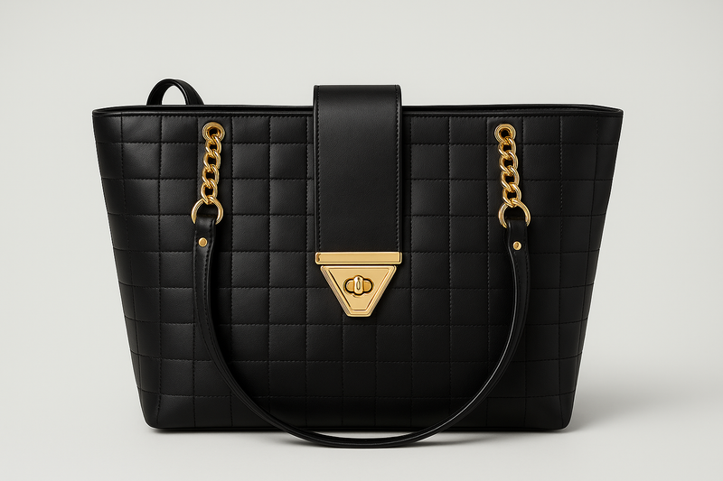Enhanced black quilted handbag